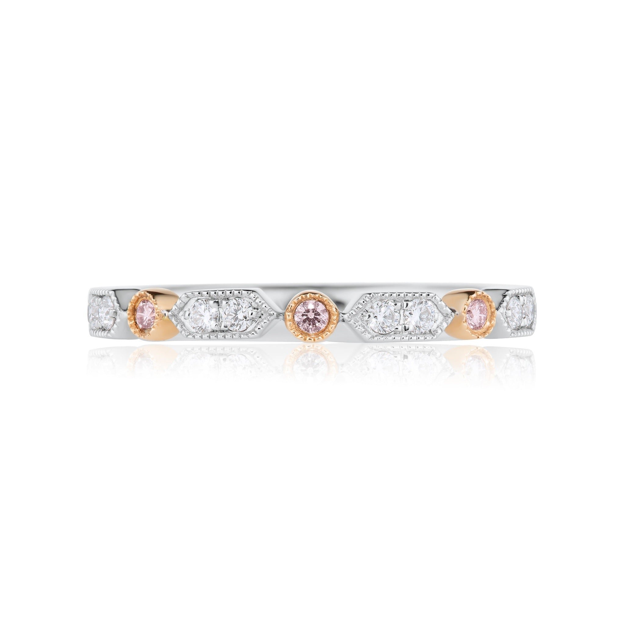 Fancy Victorian Style Pink & White Diamond Ring